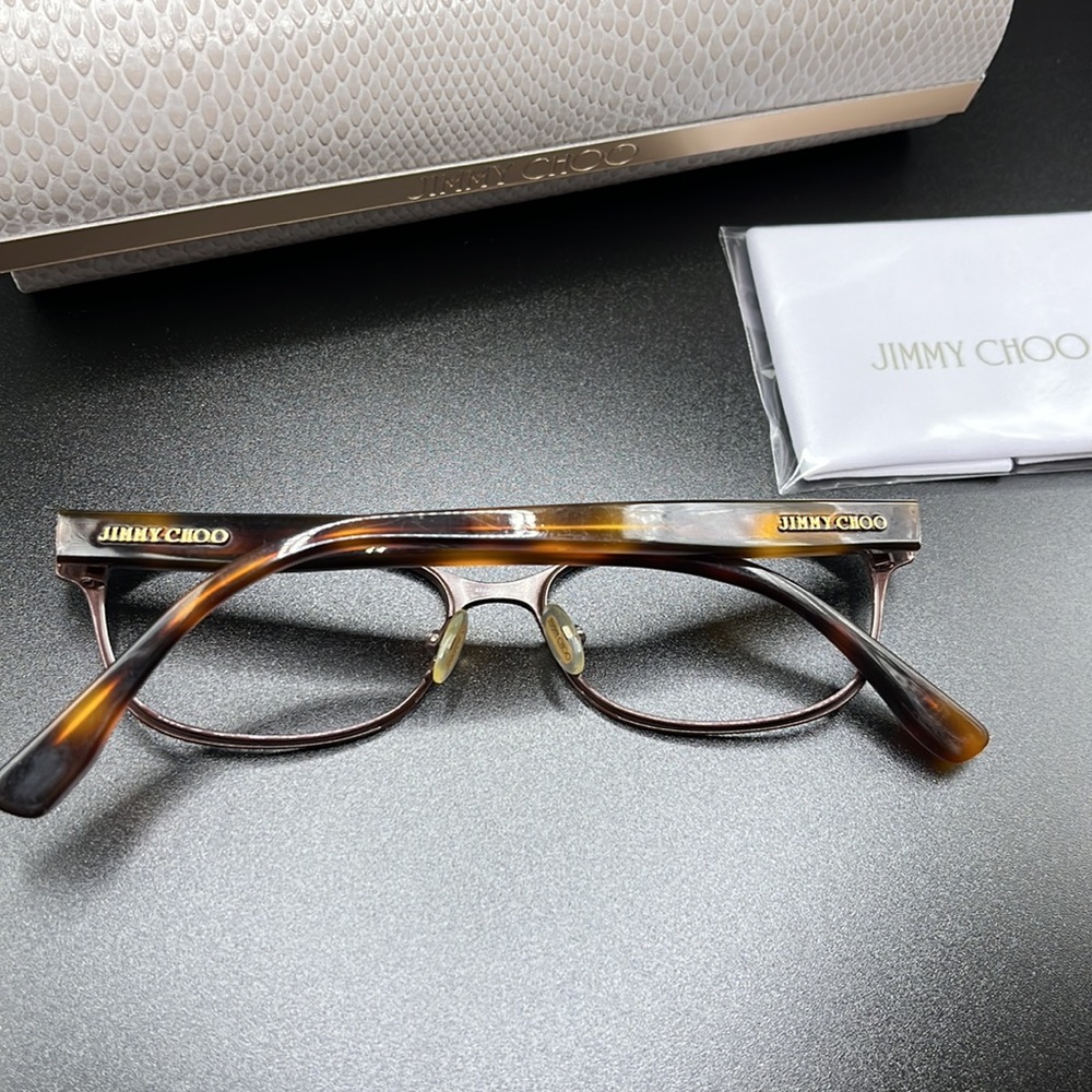 Jimmy Choo Eyeglass Frames Tortoise-Shell With Go… - image 3